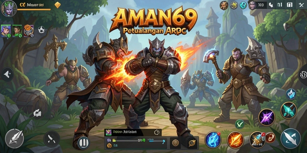 Tampilan gameplay yang dinamis dan penuh aksi di AMAN69.