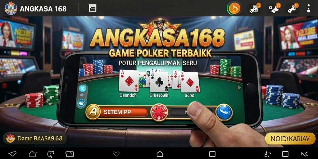 Screenshot gameplay <strong>ANGKASA168</strong> menunjukkan suasana permainan poker yang seru.