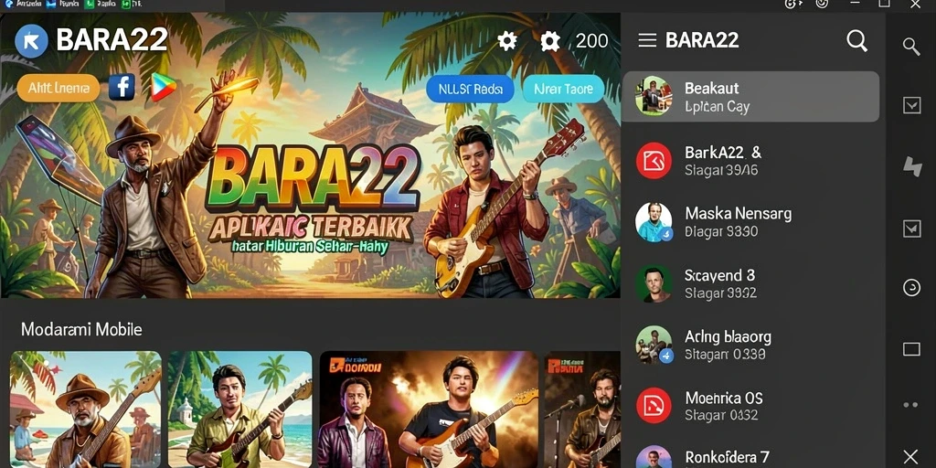 Screenshot utama BARA22 menampilkan antarmuka aplikasi yang stylish dan mudah digunakan.