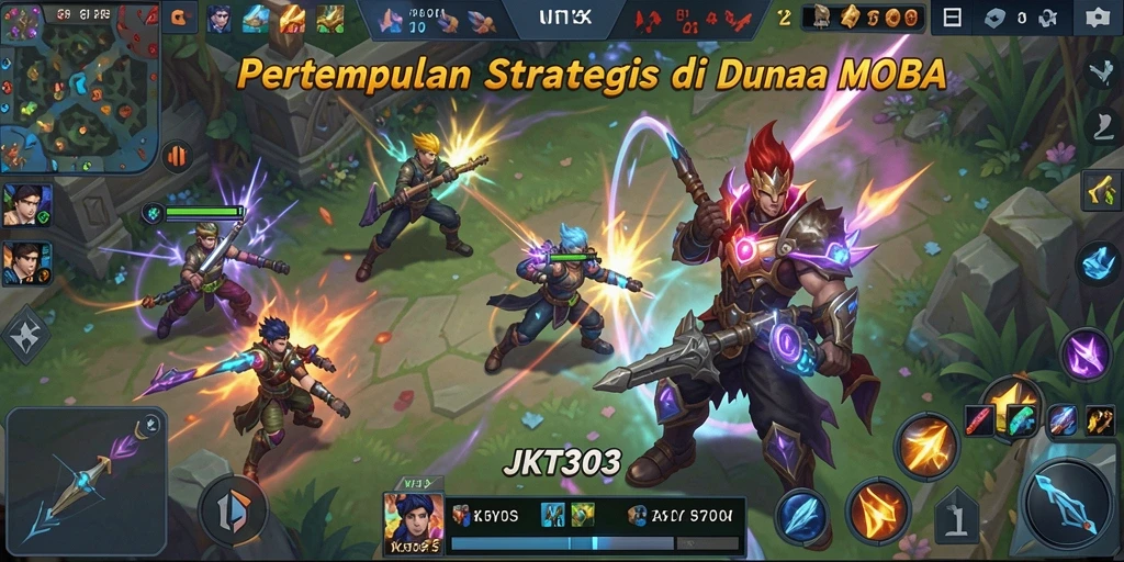Tampilan gameplay seru dari JKT303 yang menampilkan pertarungan antar karakter.