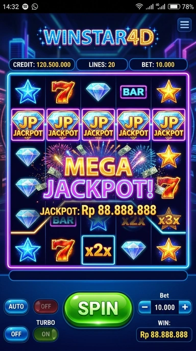 Screenshot aplikasi Winstar4D dengan tampilan kategori yang jelas.